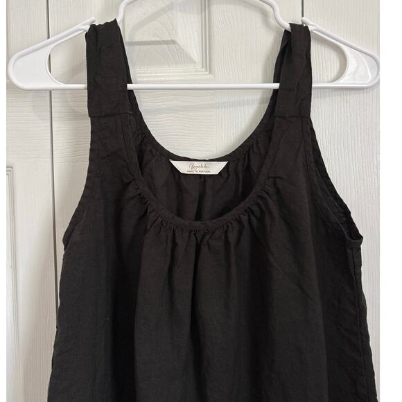 Bonjour Le Lin 100% Linen Black Ester Sleeping Dress with Ruffles Large - Picture 3 of 9